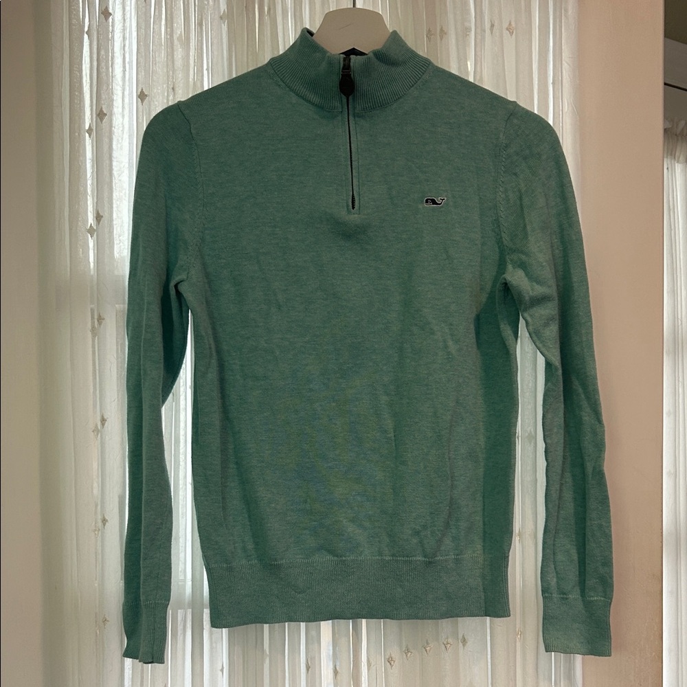 Vineyard Vines Boys Quarter-Zip Sweater in Seafoam Green